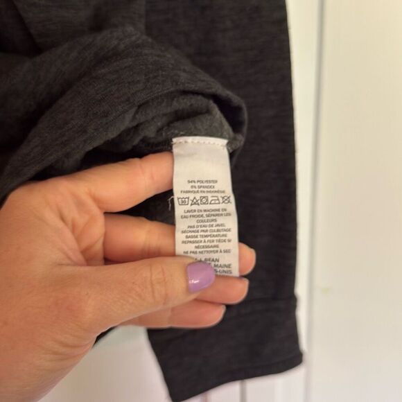L.L. Bean grey hooded light polartec pullover sweater m - Picture 6 of 10